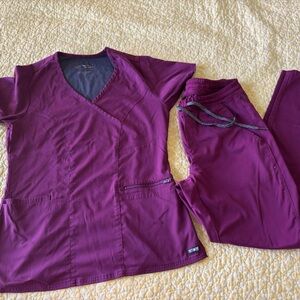 Greys Anatomy Maroon Scrub Set